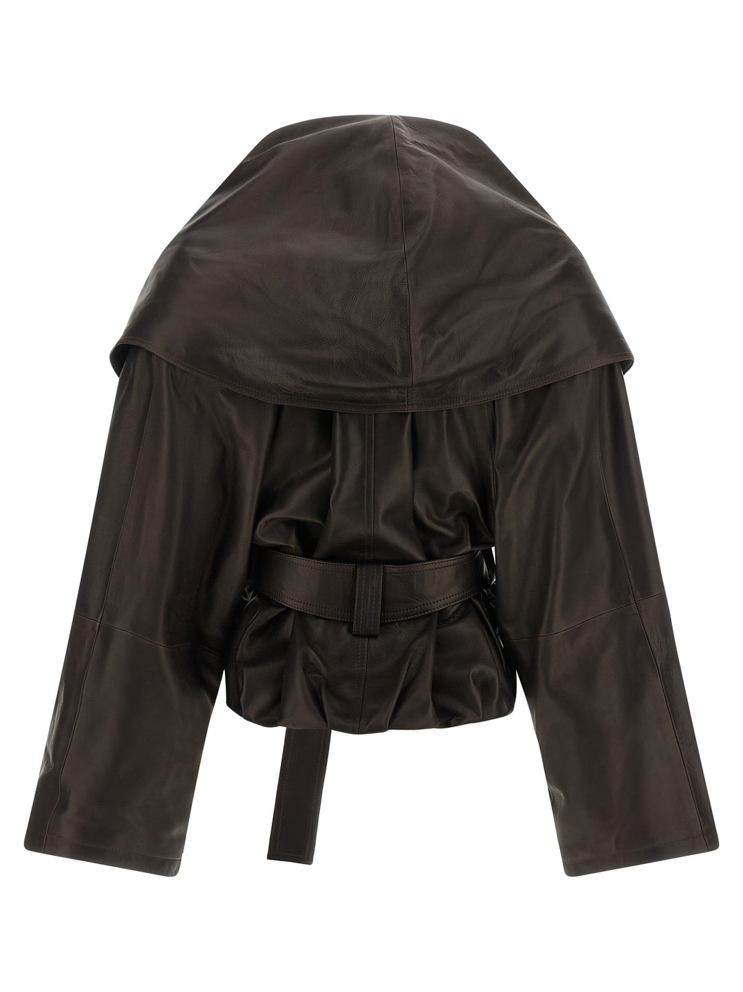 Magda Butrym Shawl Collar Leather Jacket Puffer Jackets - Brown | ed52dc48141a2c3f7645fc371f1270fc0e539eca