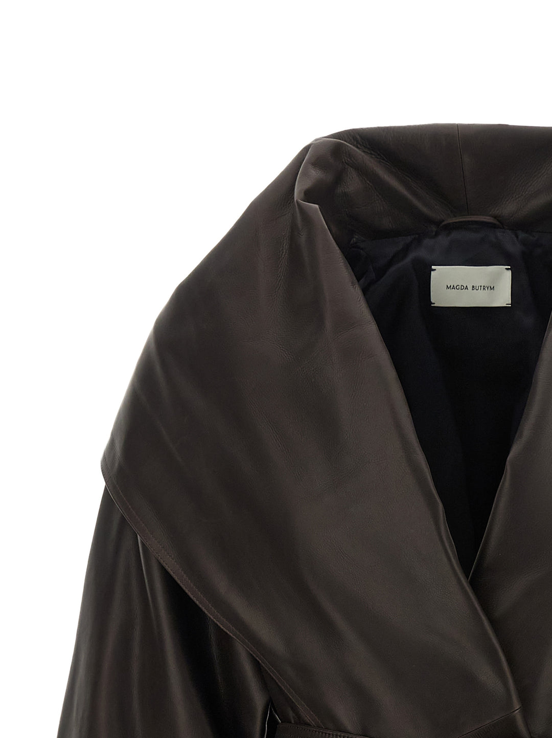 Magda Butrym Shawl Collar Leather Jacket Puffer Jackets - Brown | 16030321dff505bbe8e3bc124599c30cf841f310