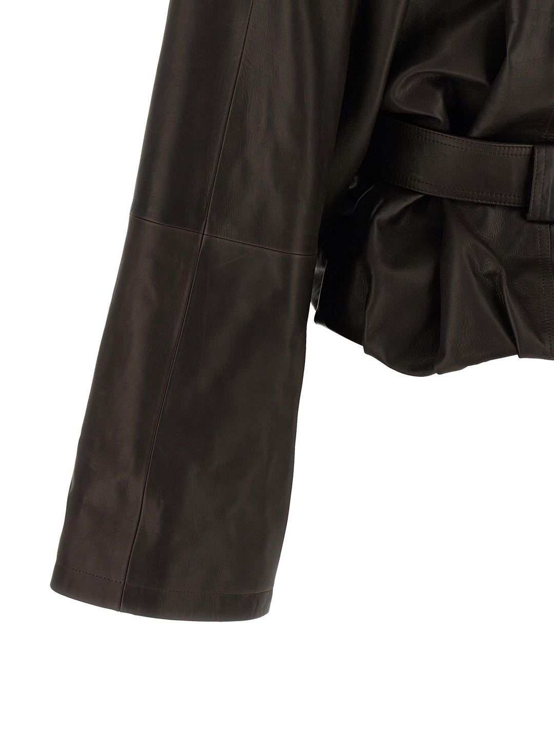 Magda Butrym Shawl Collar Leather Jacket Puffer Jackets - Brown | d2e43037d0cf6d1a08f10b864048b358a73721b0