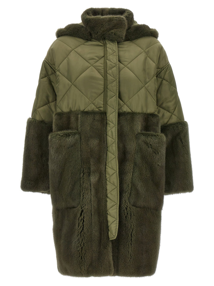 Nylon Diamond-Visone Fur Green