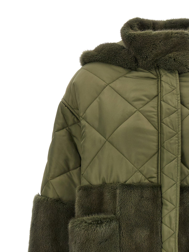 Nylon Diamond-Visone Fur Green