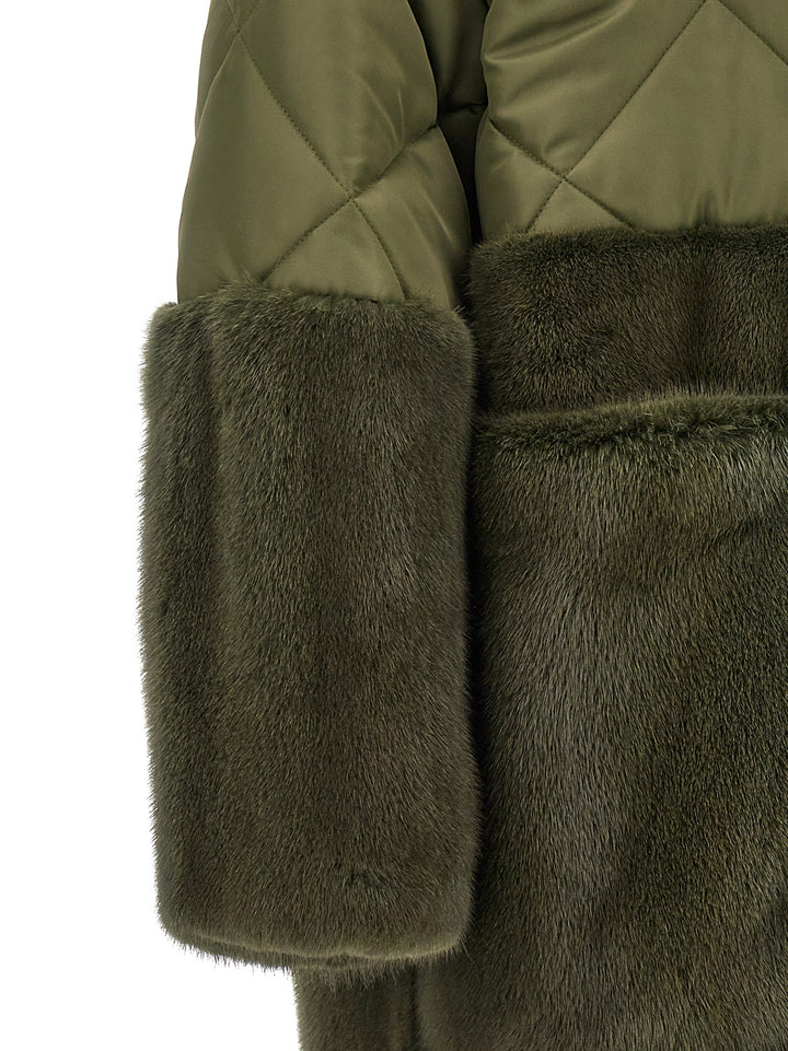 Nylon Diamond-Visone Fur Green