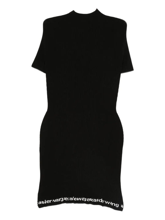 Ribbed Short-Sleeve Fitted Dress