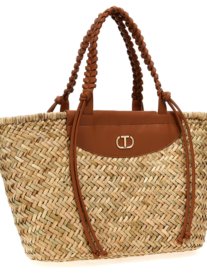 Raffia Shopping Bag Tote Bag Brown