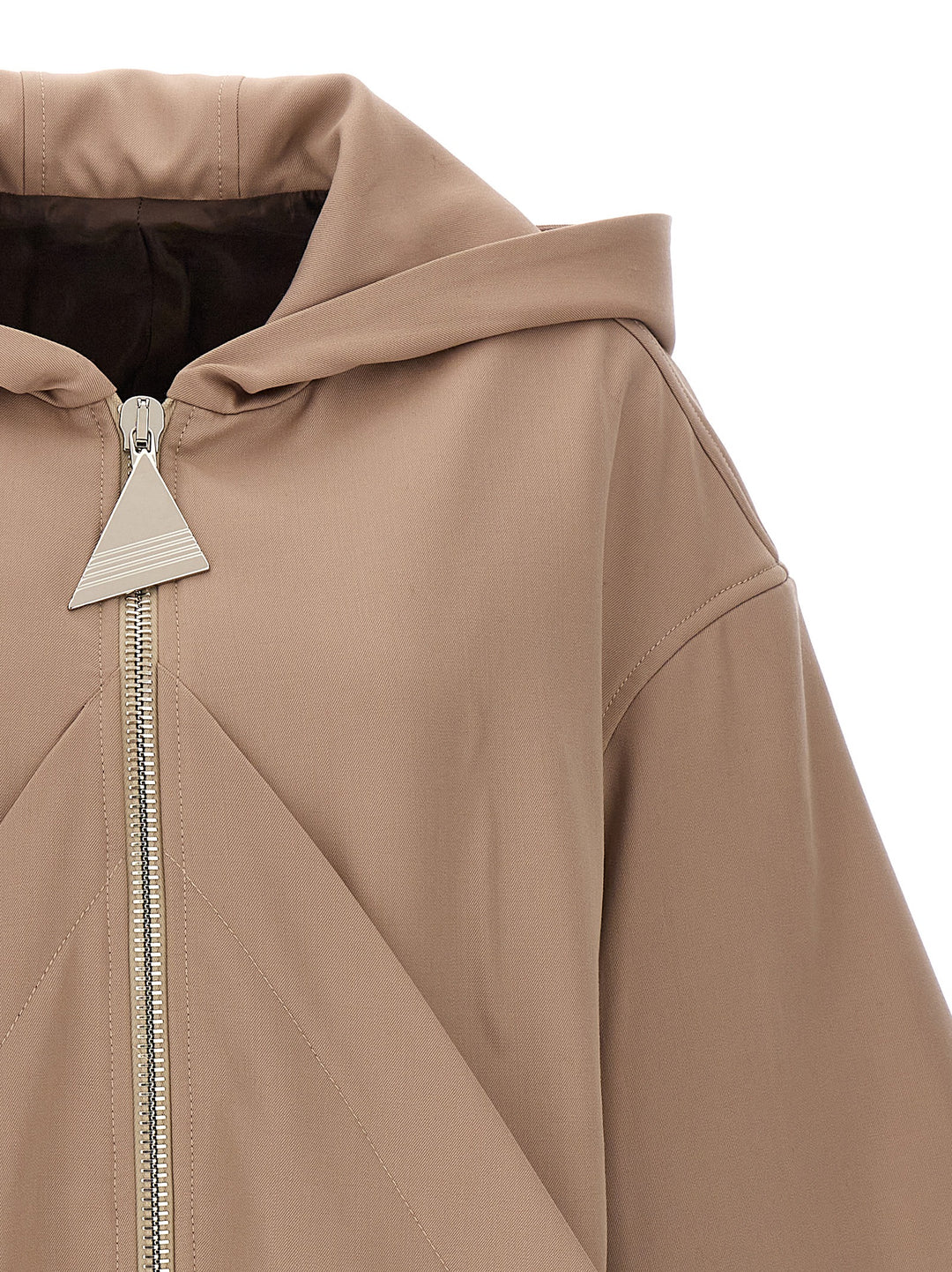 Logo Hooded Bomber Jacket Casual Jackets, Parka Beige