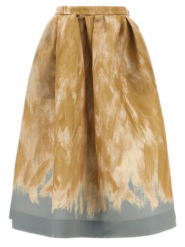 Flared Midi Skirt Skirts Beige