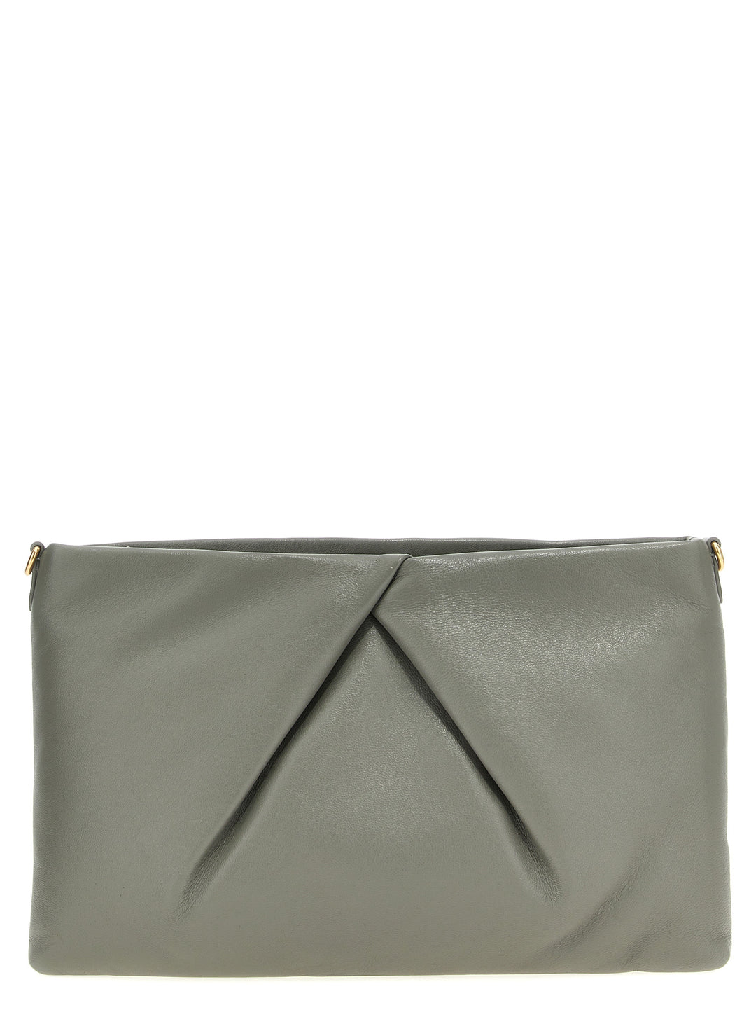 Logo Leather  Bag Clutch Gray