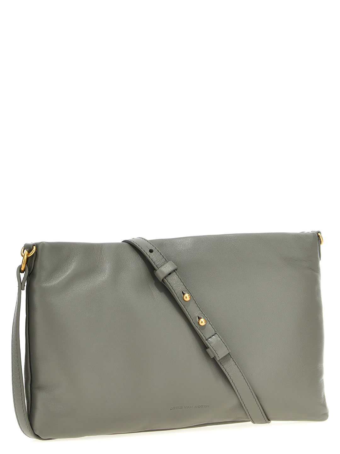 Logo Leather  Bag Clutch Gray