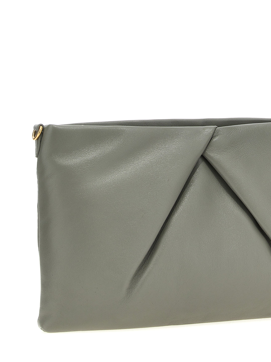 Logo Leather  Bag Clutch Gray