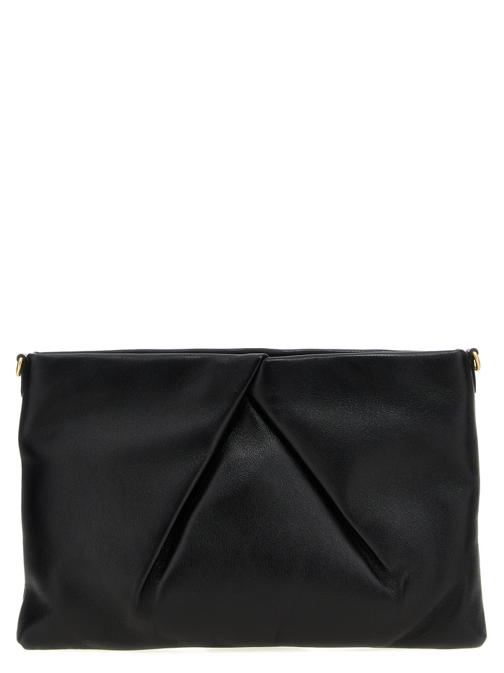 Logo Leather  Bag Clutch Black