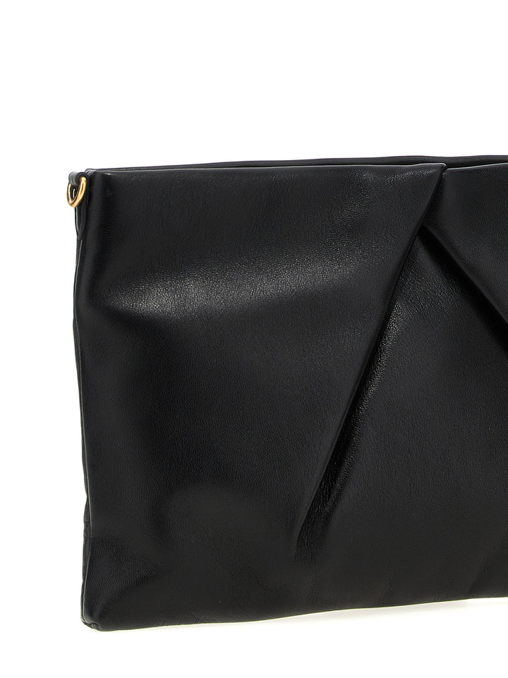 Logo Leather  Bag Clutch Black