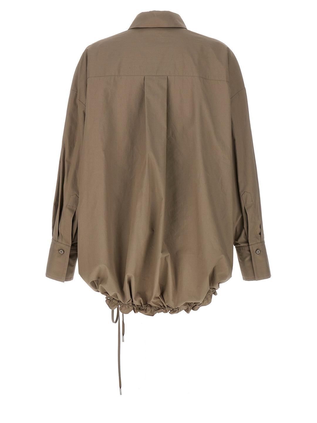 Drawstring Shirt Shirt, Blouse Brown