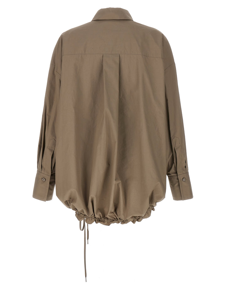 Drawstring Shirt Shirt, Blouse Brown