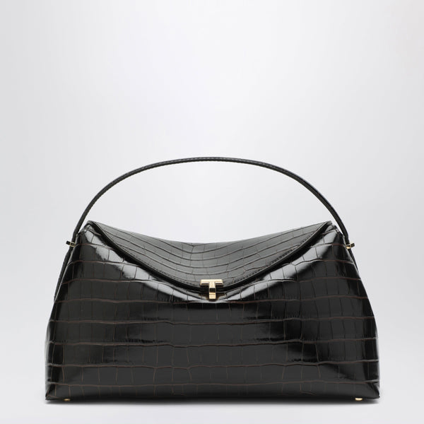 Everyday Bag In Dark Brown Crocodile-Embossed Leather