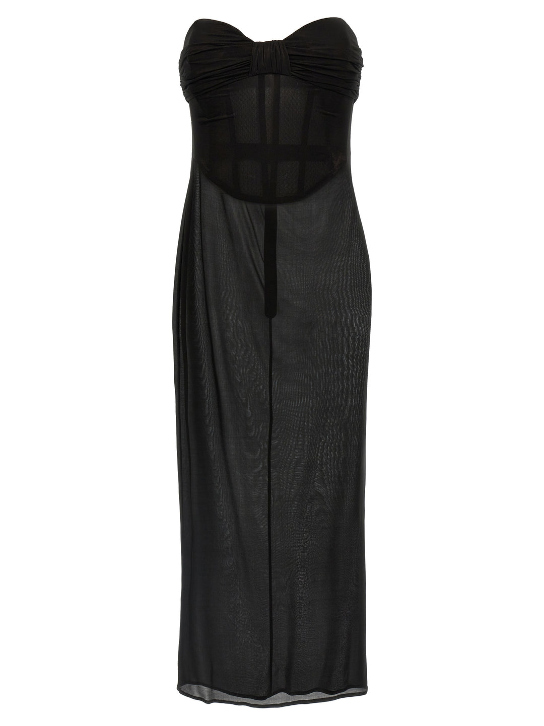 magda butrym black dress Magda Butrym Black Rib-Knit Bustier Maxi Dress