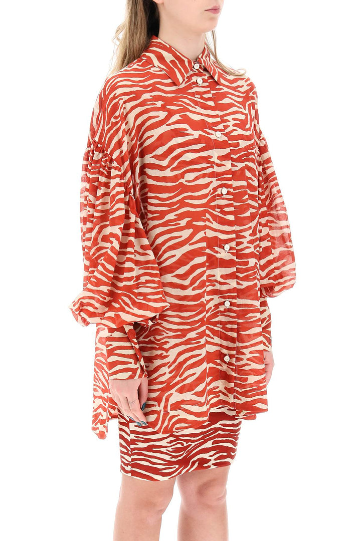 Camicia Oversize In Mussola Stampa Zebra