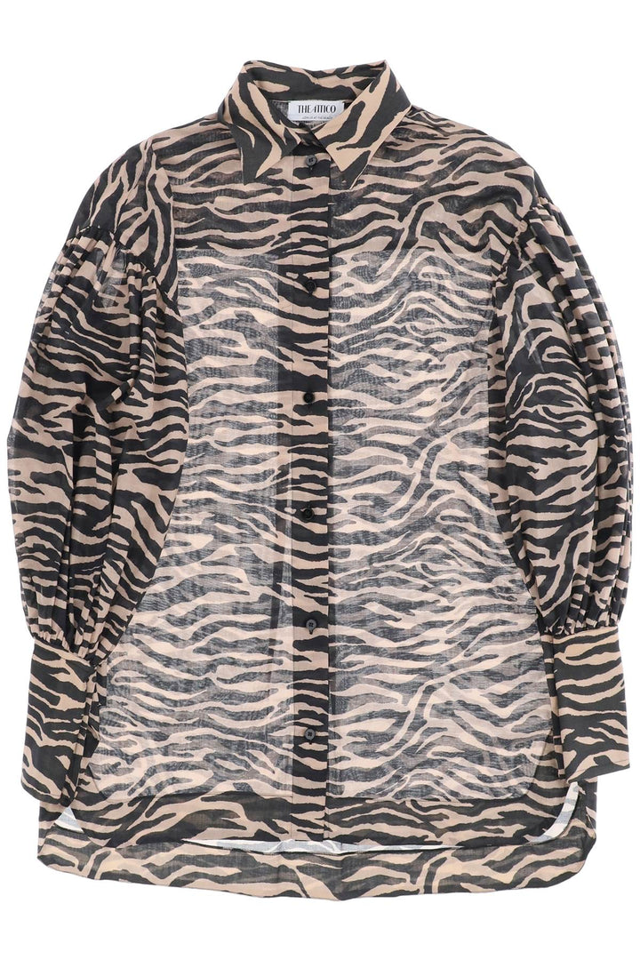 Camicia Oversize In Mussola Stampa Zebra