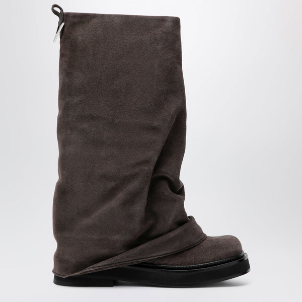Robin Combat Boots In Suede, Dark Grey