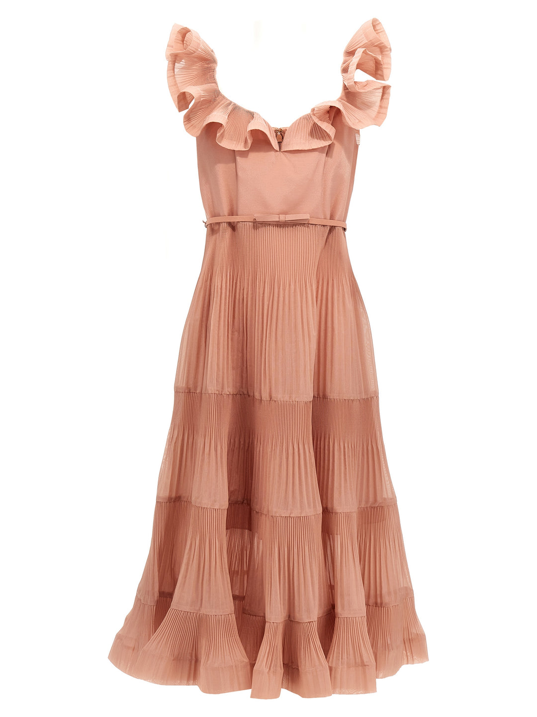 Pleated Fill Midi Dresses Pink