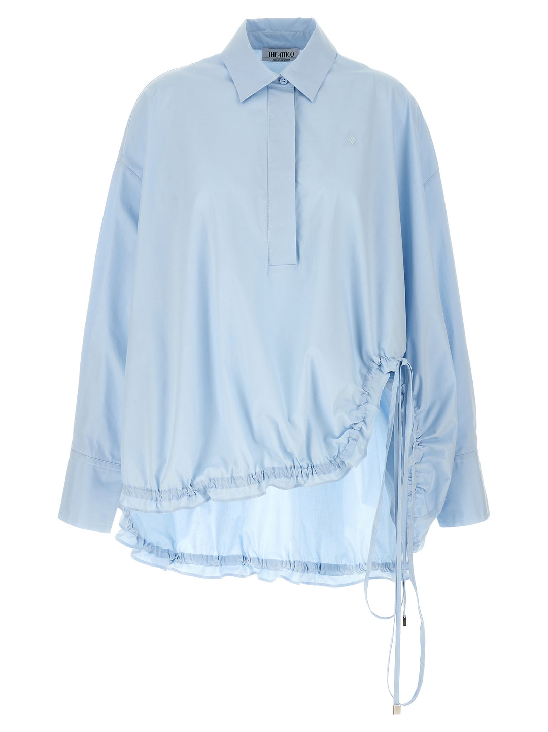 Logo Embroidery Shirt Shirt, Blouse Light Blue