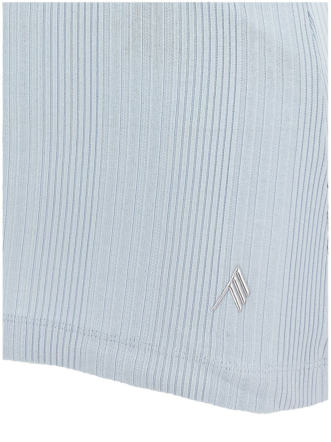 Logo Ribbed Top Tops Light Blue