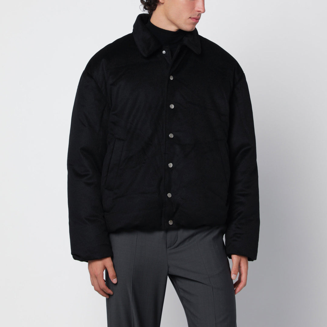 Soft Goat Black Wool And Cashmere Down Jacket