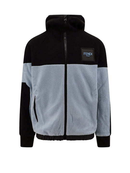 Fleece Sweatshirt With Frontal Logo Patch