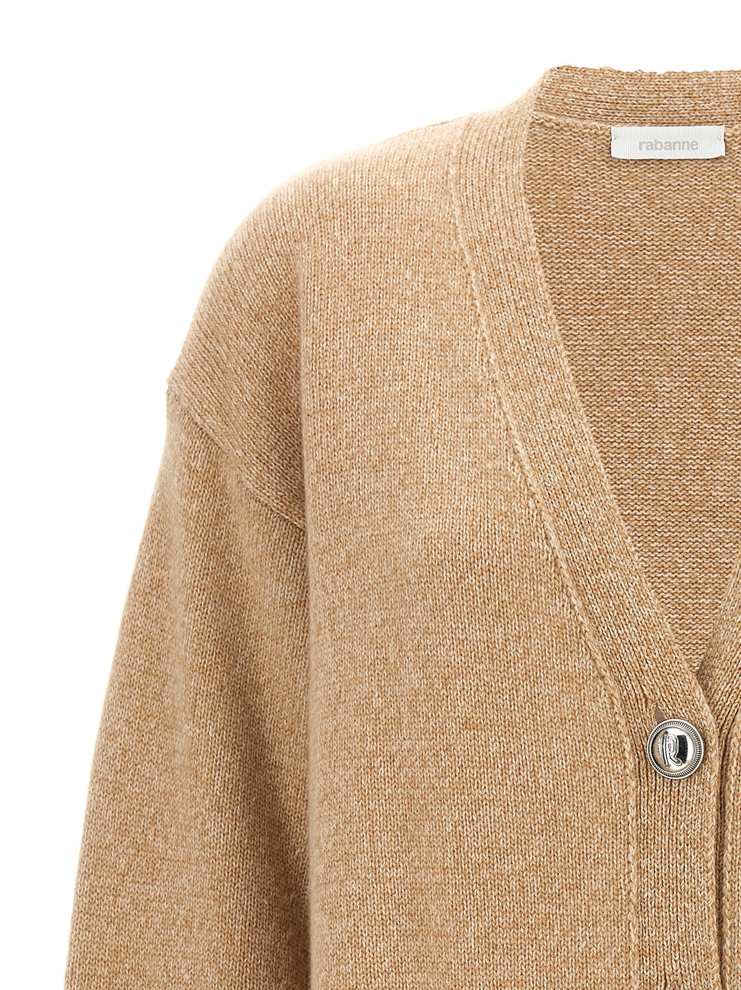 Logo Buttons Cardigan Sweater, Cardigans Beige