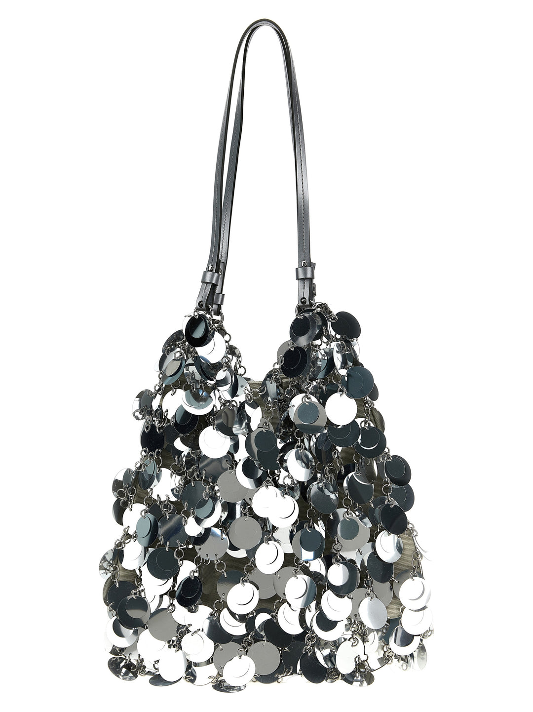 Silver Sparkle Discs Large Shoulder Bags Silver