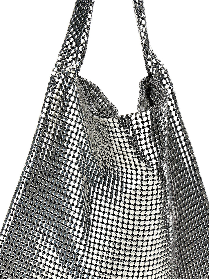 Silver Pixel Metallic Tote Bag Silver