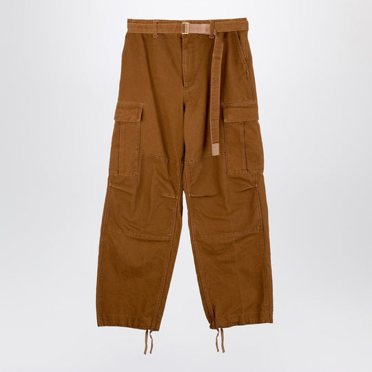 Beige Cotton Cargo Trousers