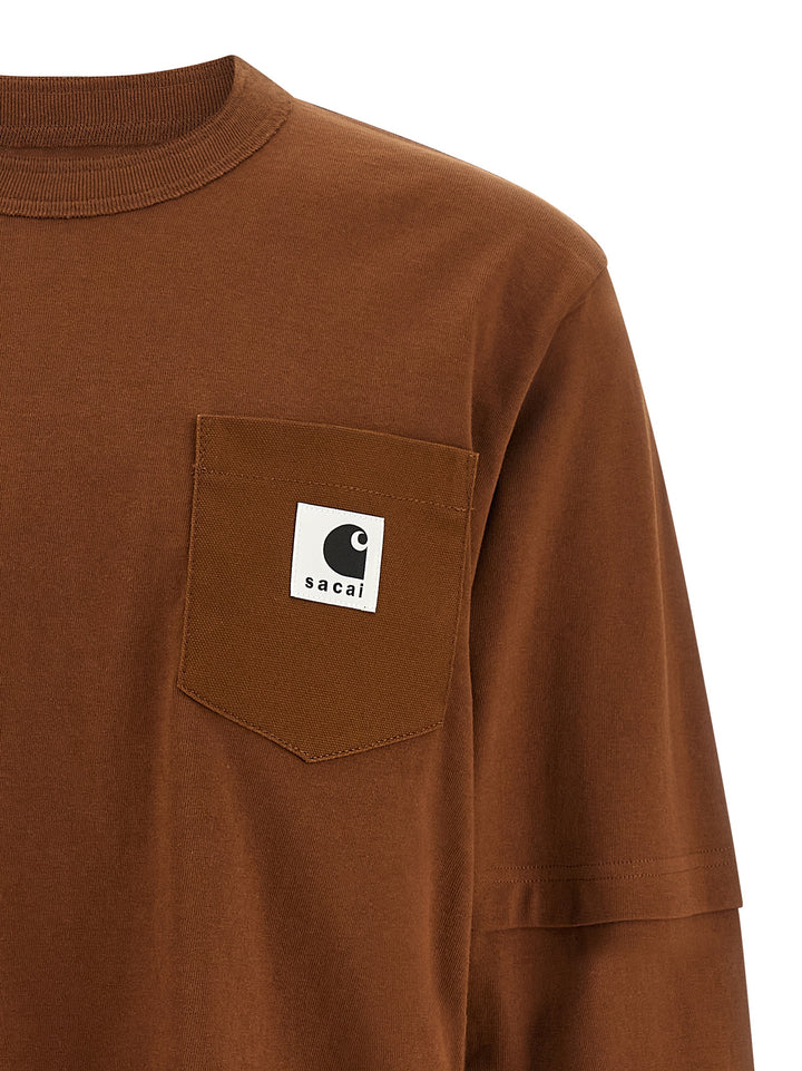 Sacai Capsule Sacai X Carhartt Wip T-shirt - Brown | 44e0c5cdb160938753b6a2d7dbf4d89f89e4abdf