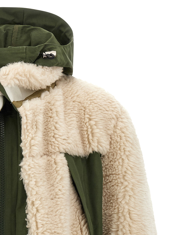 Sacai Faux Shearling Parka Puffer Jackets - Multicolor | 3d9e32c951c62c091415c3e3537ae767cda5d75a