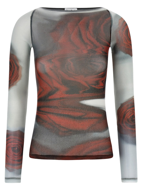 The Red Blurry Roses Tops Multicolor
