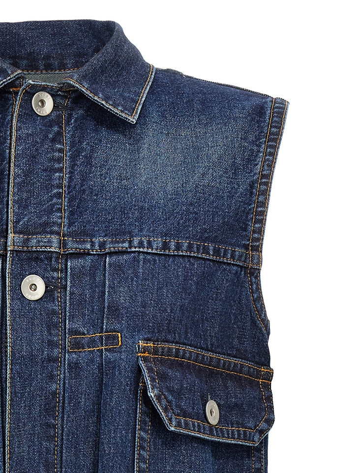 Sacai Ruffled Denim Dress Dresses - Blue | e2bfdf979a5c51ff01dfe4934745884a684cd57e