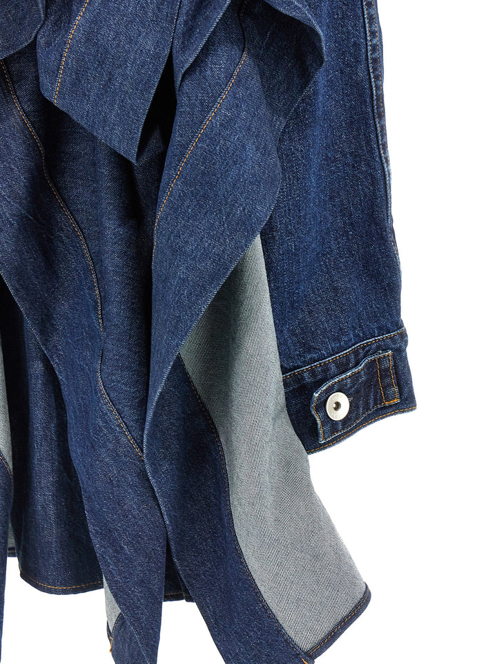 Sacai Ruffled Denim Dress Dresses - Blue | 04c5539386ff90f5b4ef4b424478cd3cc4d6f45b