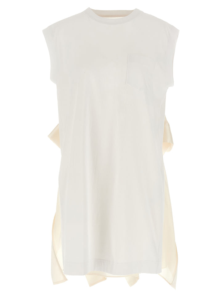 Sacai Pleated T-Shirt Dresses - White | 108ec6bdcc4b03e727cc31b65090aef58a6194ae