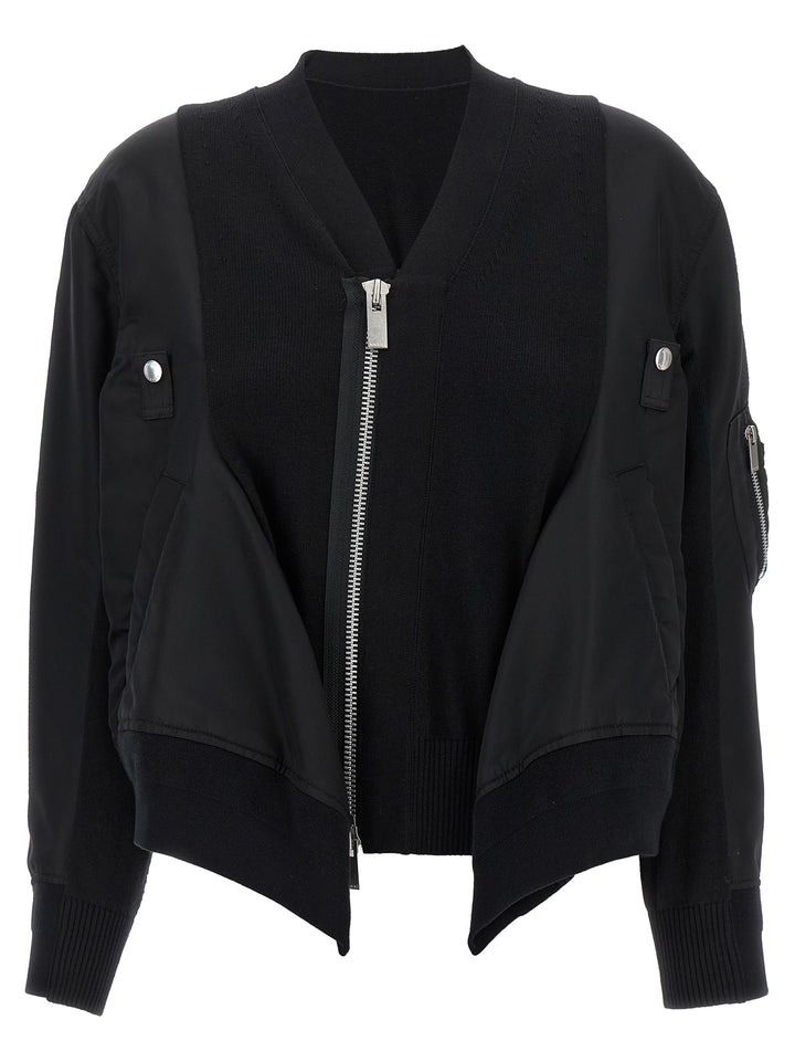 Sacai Nylon Insert Cardigan Sweaters and Cardigans - Black | b36ec09ab2a253f873e732f6fca9a9841954c40f