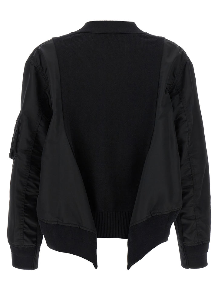 Sacai Nylon Insert Cardigan Sweaters and Cardigans - Black | a0b09995ee7197901f08eaad1e2d158eccff08d8