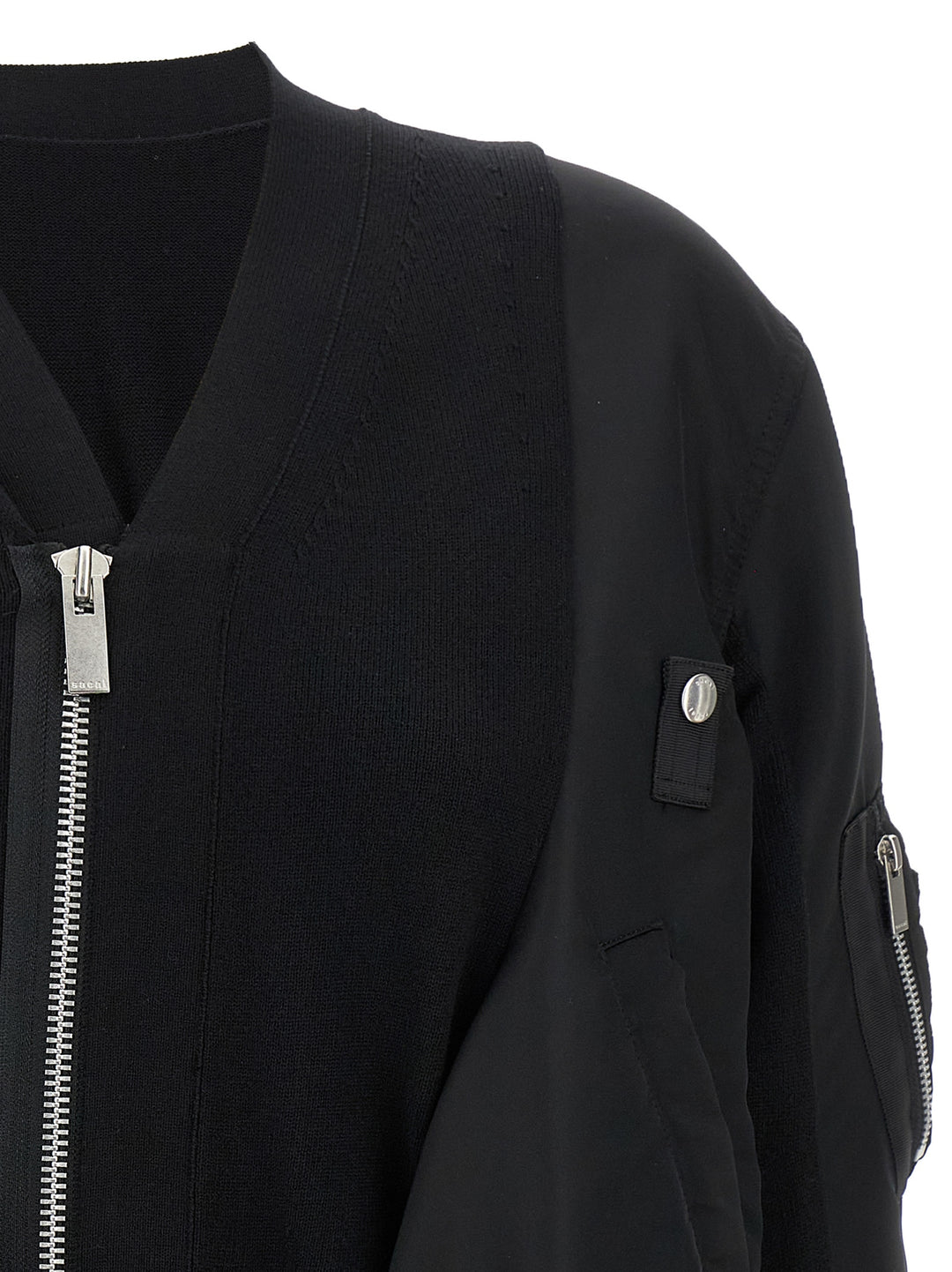 Sacai Nylon Insert Cardigan Sweaters and Cardigans - Black | 6191fdf68c4b2187f148817d396ad1809a15630f