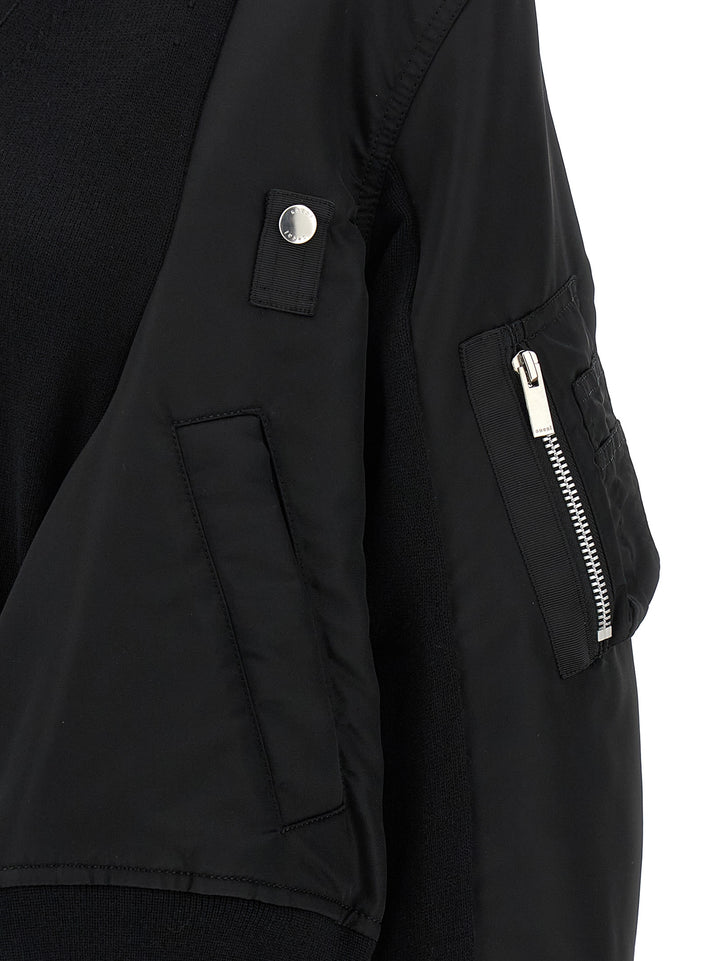 Sacai Nylon Insert Cardigan Sweaters and Cardigans - Black | 3bf06d1b8d16880b6f431ef1a5c72a9b5d0e7f92