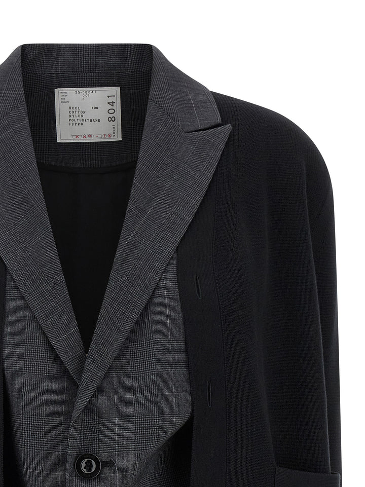 Sacai Double Layer Cardigan BlazerS - Black | ee785068aa7b67749d117da258503e530b8e4475