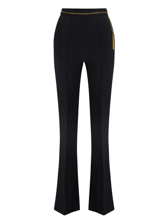 Lightweight Crepe Trousers With Jewel Chain