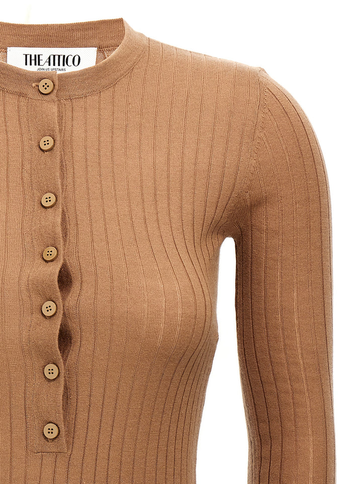 The Attico Ribbed Mini Dress Dresses - Brown | 1f9f11329d5e4a427c3c824b24a0f405116b6c29