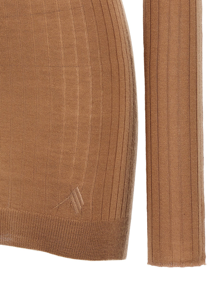 The Attico Ribbed Mini Dress Dresses - Brown | 0599e0f31909dbed29397491d2ca10efb82b8995