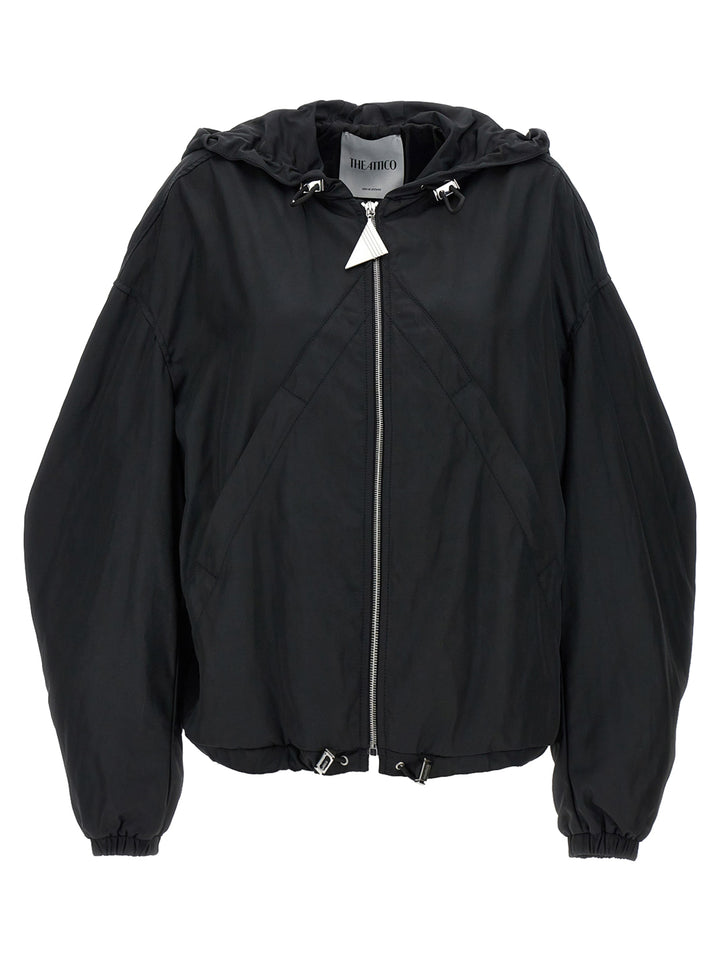 Hooded Bomber Jacket Casual Jackets, Parka Black