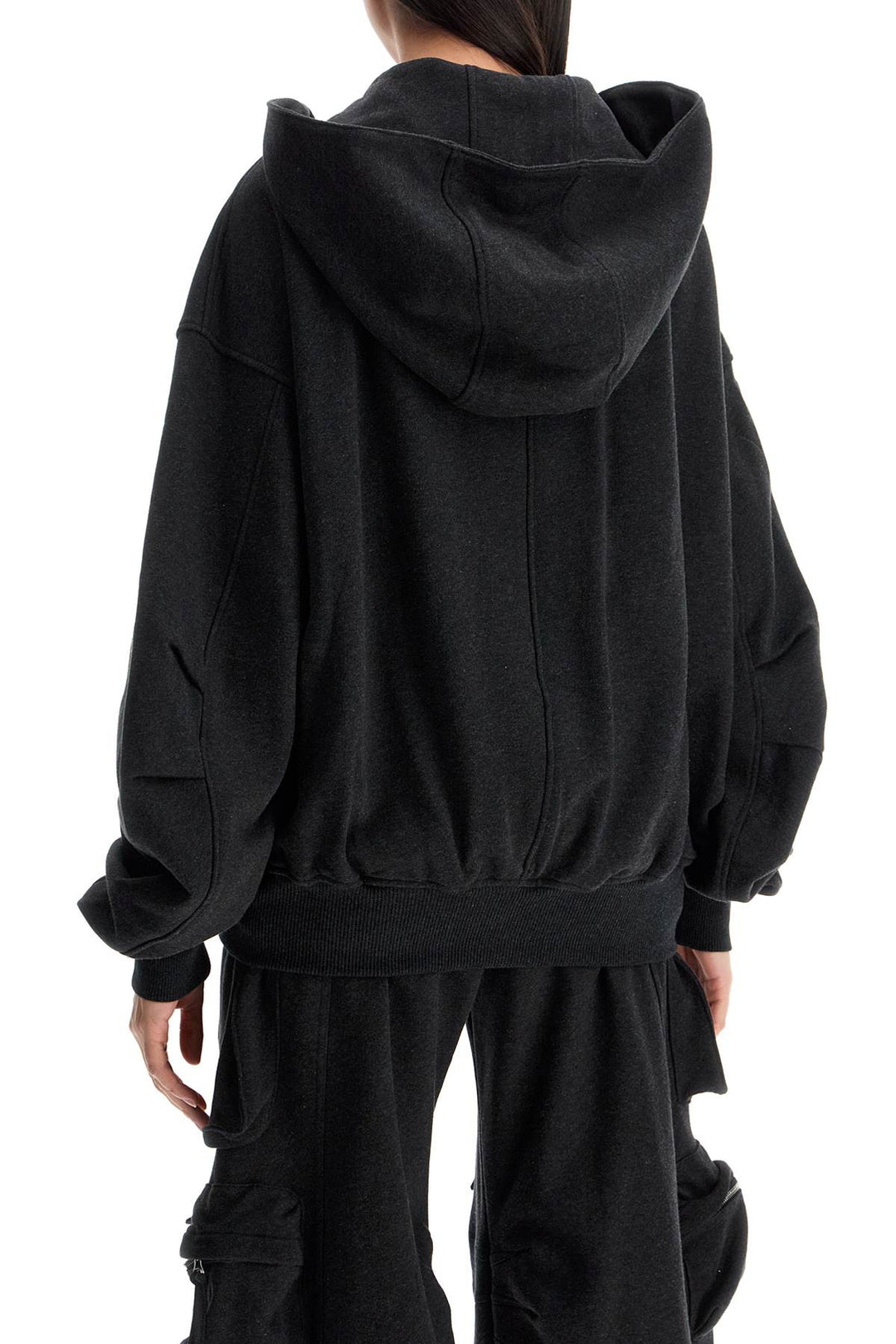 Oversized Black Gradient Zip Hoodie