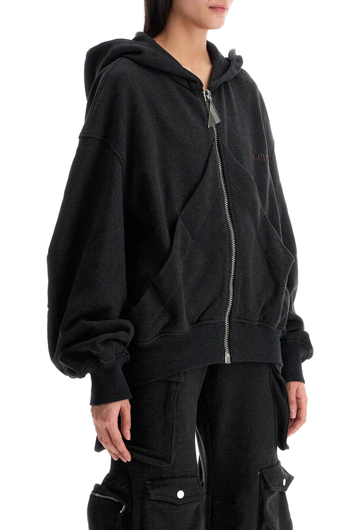 Oversized Black Gradient Zip Hoodie