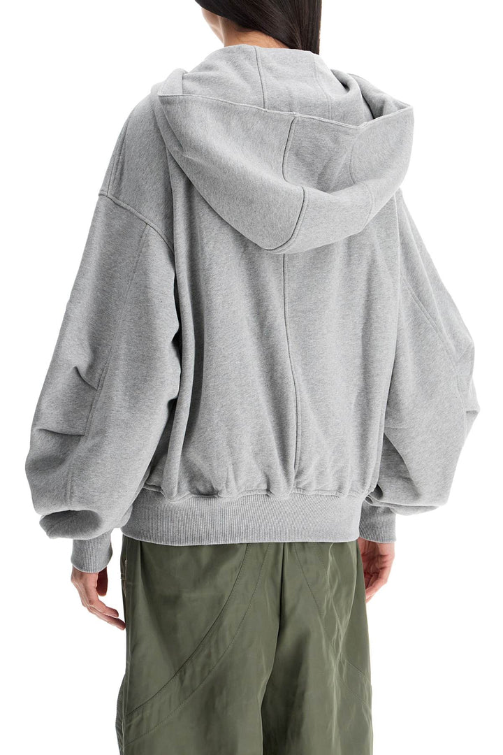 Gray/Beige Melange Loose Hoodie With Zip