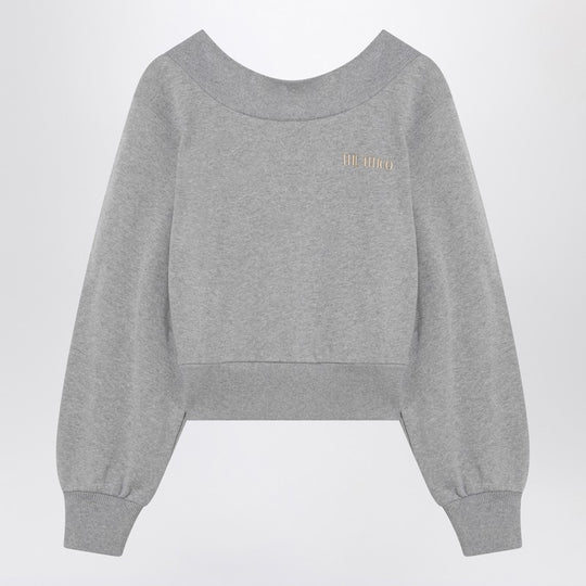 Gray Mélange/Beige Sweatshirt With Cut Out